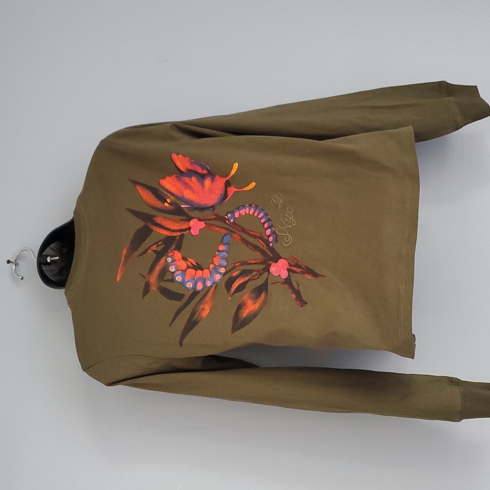 Saturdays Nyc Organic Cotton Women's Olive Long Sleeve Shirt    #W